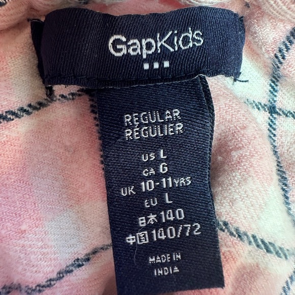Gap Girls Pink Plaid Flannel Button Down Shirt Size Large - Picture 5 of 5